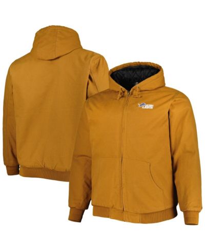 Мужская куртка-толстовка Dunbrooke Men's Tan Detroit Lions Big & Tall Dakota Canvas Full-Zip