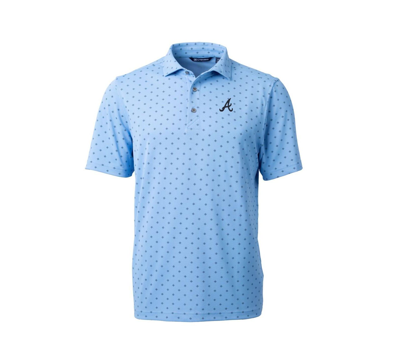 Мужская рубашка-поло Cutter & Buck Light Blue Atlanta Braves Virtue Pique Tile Print