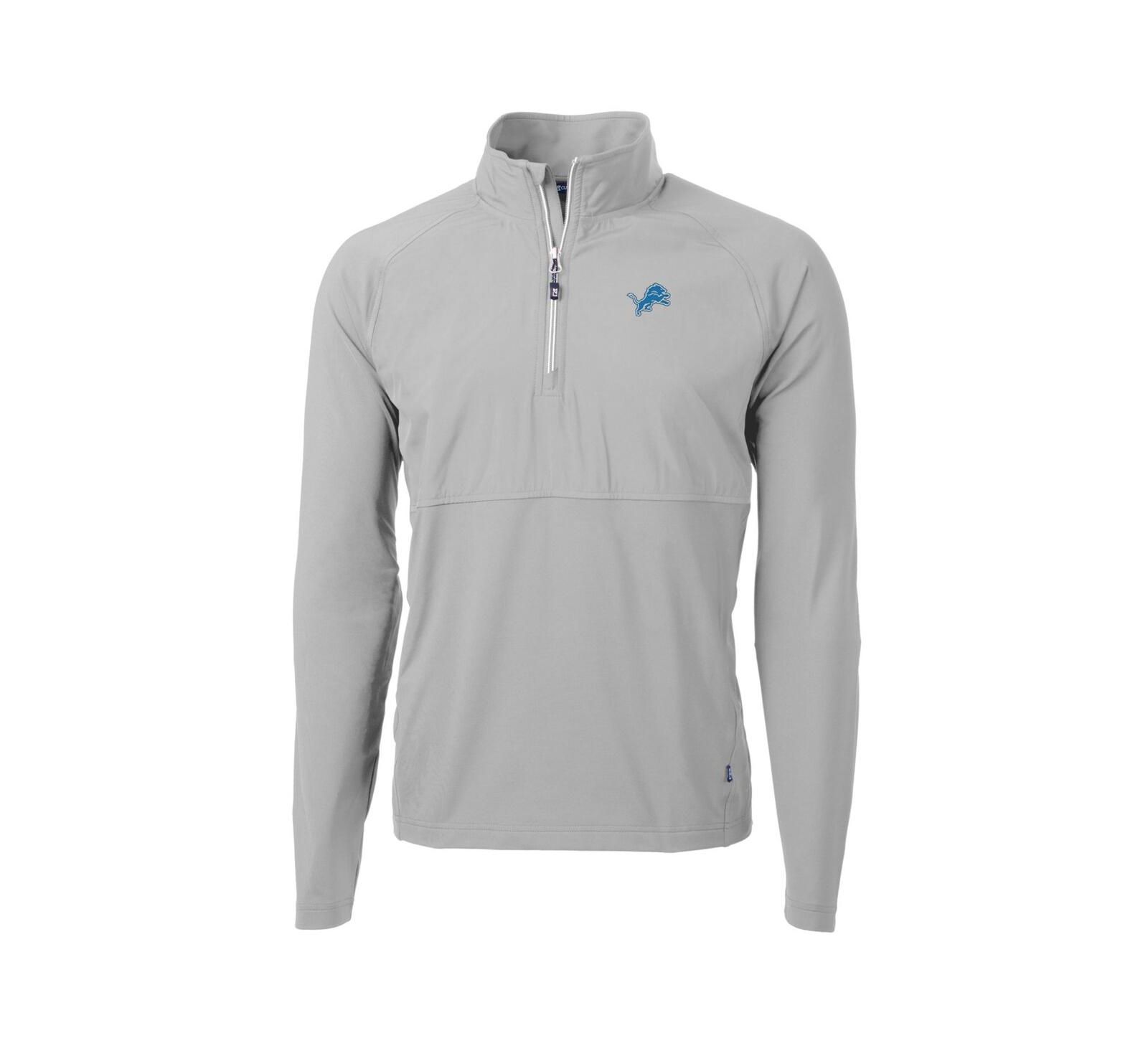 Cutter & Buck Мужская куртка Cutter & Buck Detroit Lions Adapt Knit Hybrid Quarter-Zip Raglan Gray