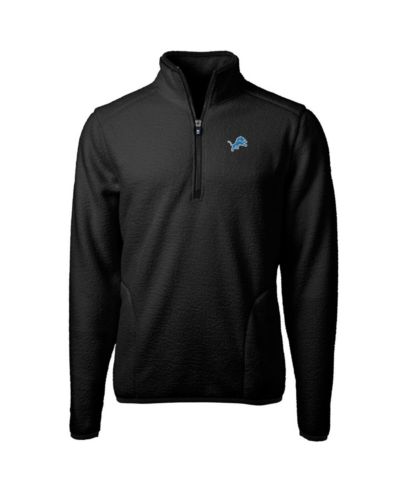 Куртка-толстовка Cutter & Buck Men's Black Detroit Lions Big & Tall Cascade Sherpa Fleece Quarter-Zip Pullover