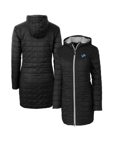 Женское легкое длинное пальто Cutter & Buck Detroit Lions Rainier PrimaLoft с капюшоном