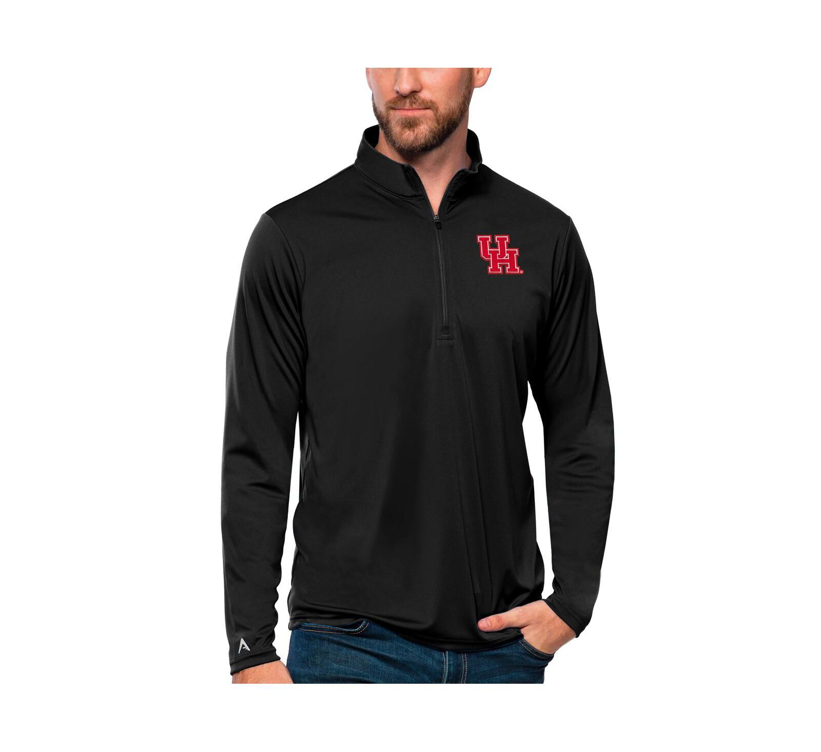 Мужской топ Antigua Black Houston Cougars Tribute Quarter-Zip