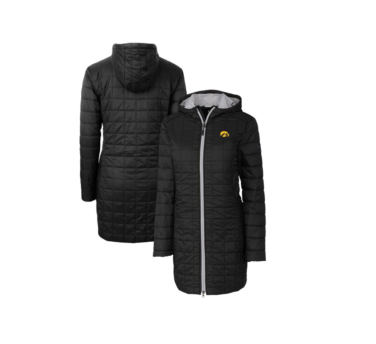 Cutter & Buck Women's Black Iowa Hawkeyes Rainier PrimaLoft Hooded Long Coat
