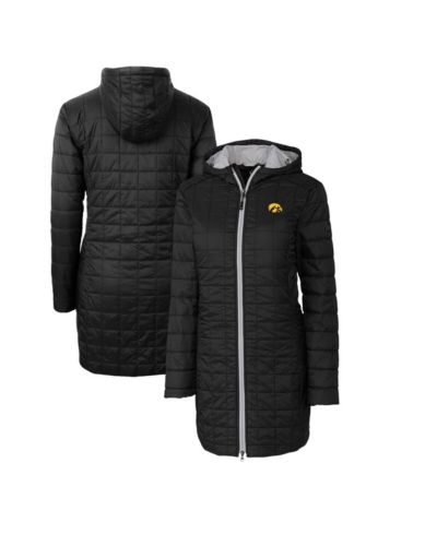 Cutter & Buck Women's Black Iowa Hawkeyes Rainier PrimaLoft Hooded Long Coat