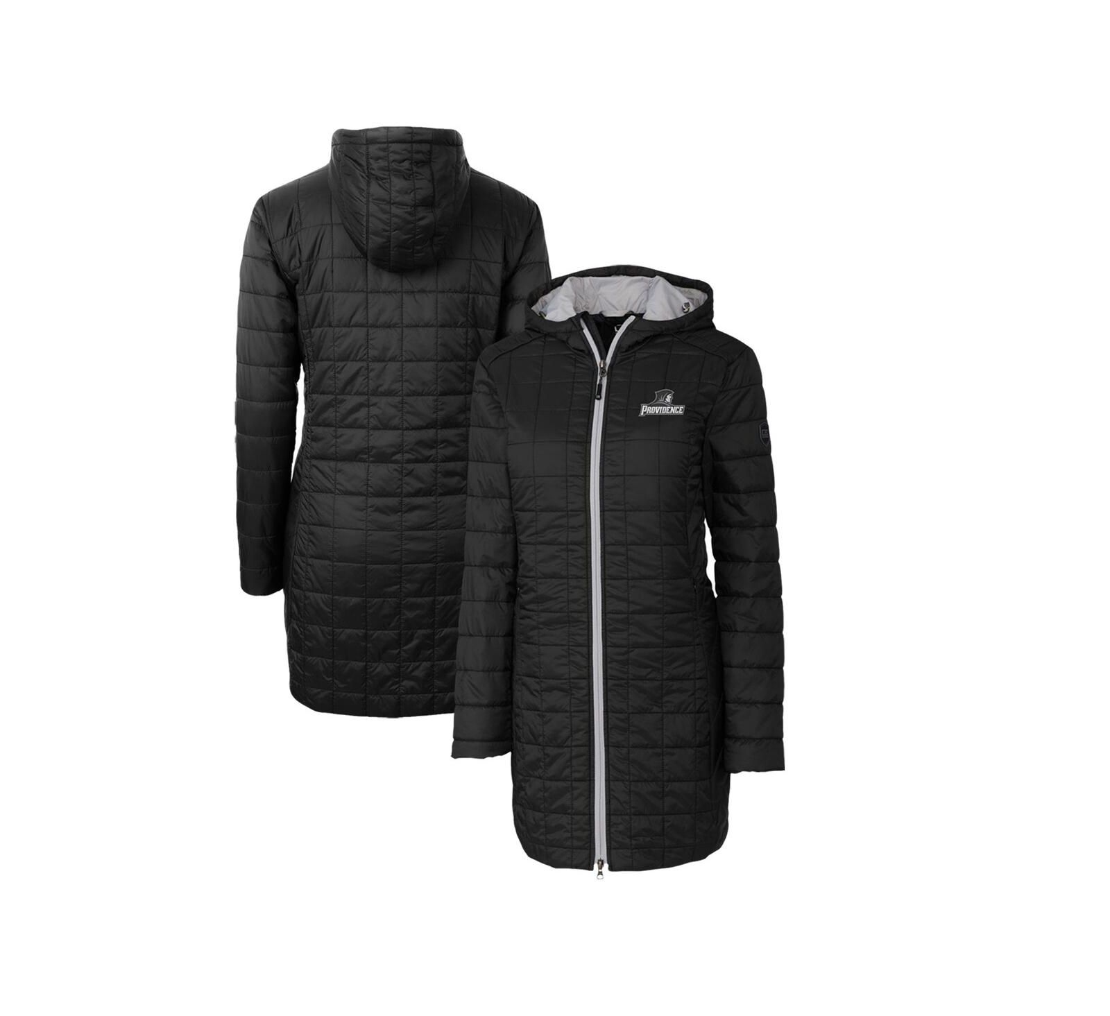 Женский черный длинный плащ Cutter & Buck Providence Friars Rainier PrimaLoft с капюшоном