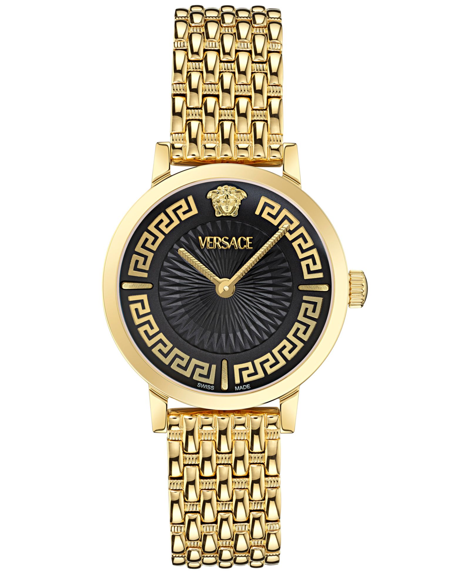 Versace Women's Swiss Greca Fortuna Gold Ion Plated Bracelet Watch 35mm