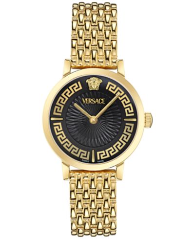Versace Women's Swiss Greca Fortuna Gold Ion Plated Bracelet Watch 35mm