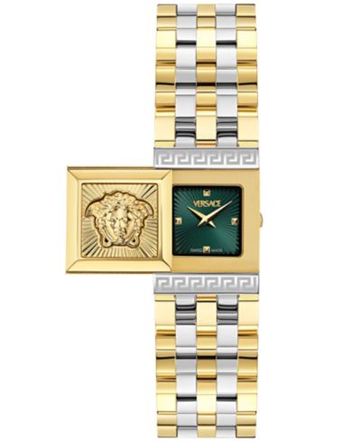 Женские часы Versace Swiss Reveal Square Two-Tone Stainless Steel 18x25mm