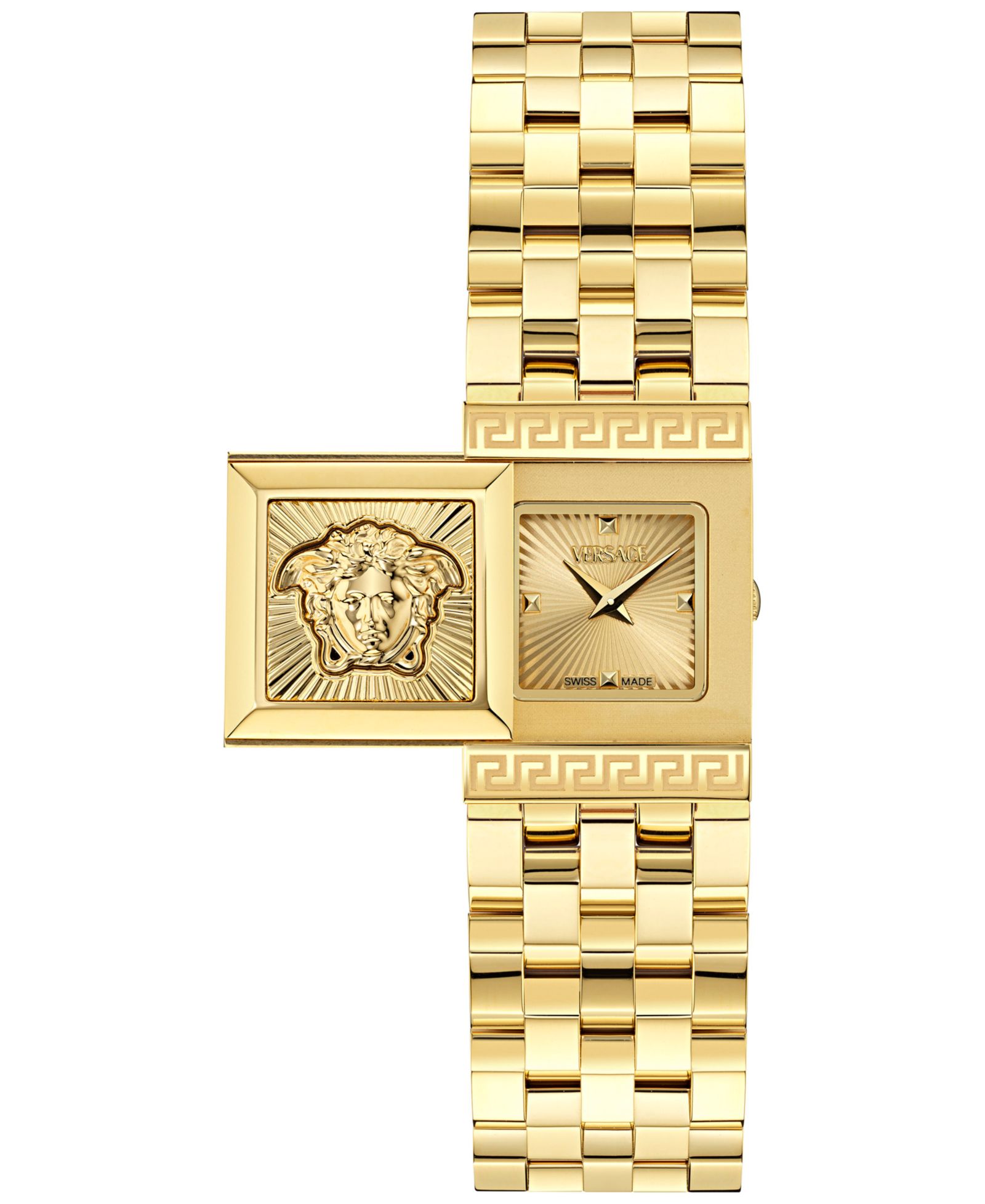 Женские наручные часы Versace Swiss Reveal Square Gold Ion Plated Bracelet 18x25mm