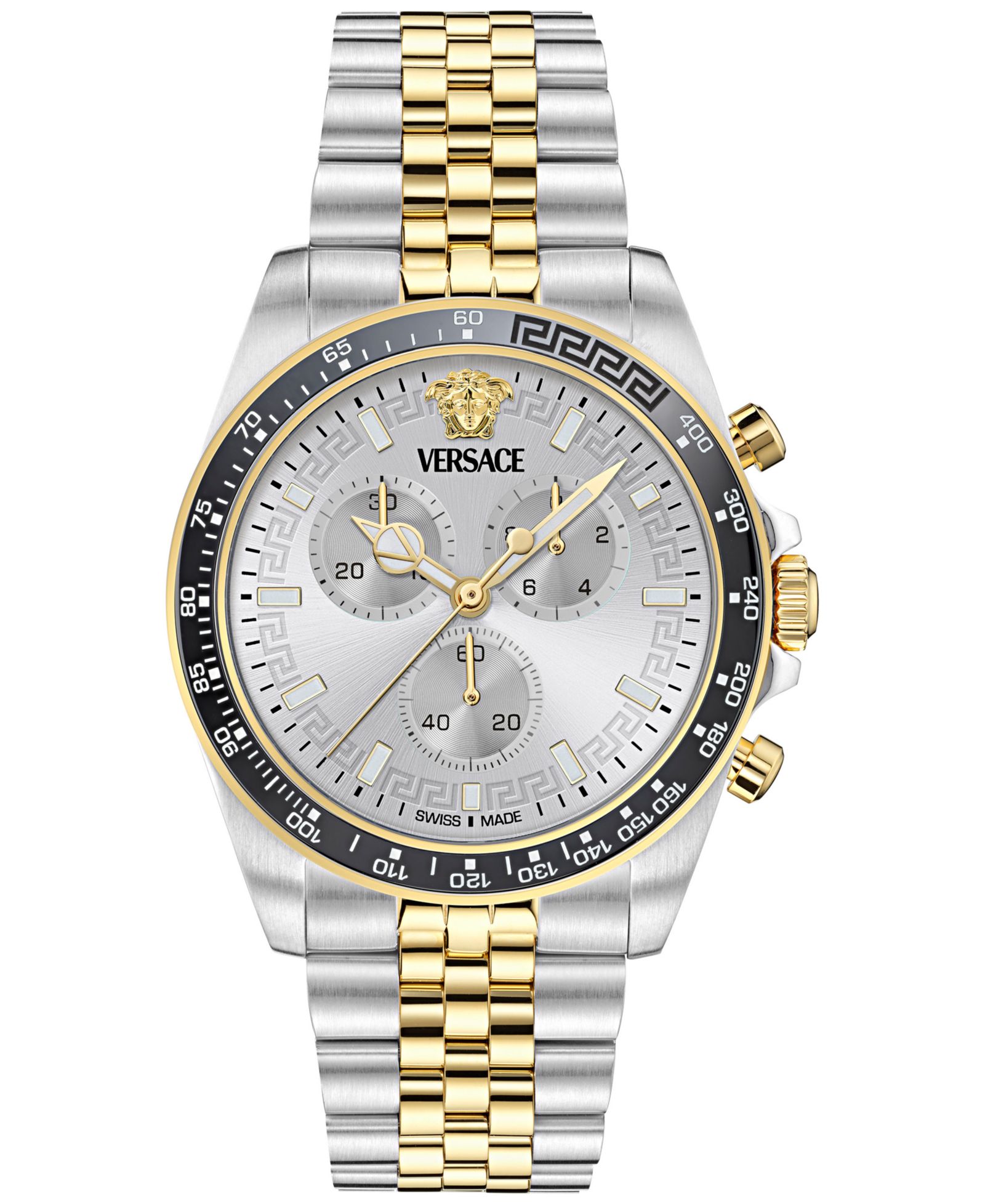 Versace часы Versace Men's Swiss Chronograph Greca Chrono Wave Two-Tone Stainless Steel 43mm