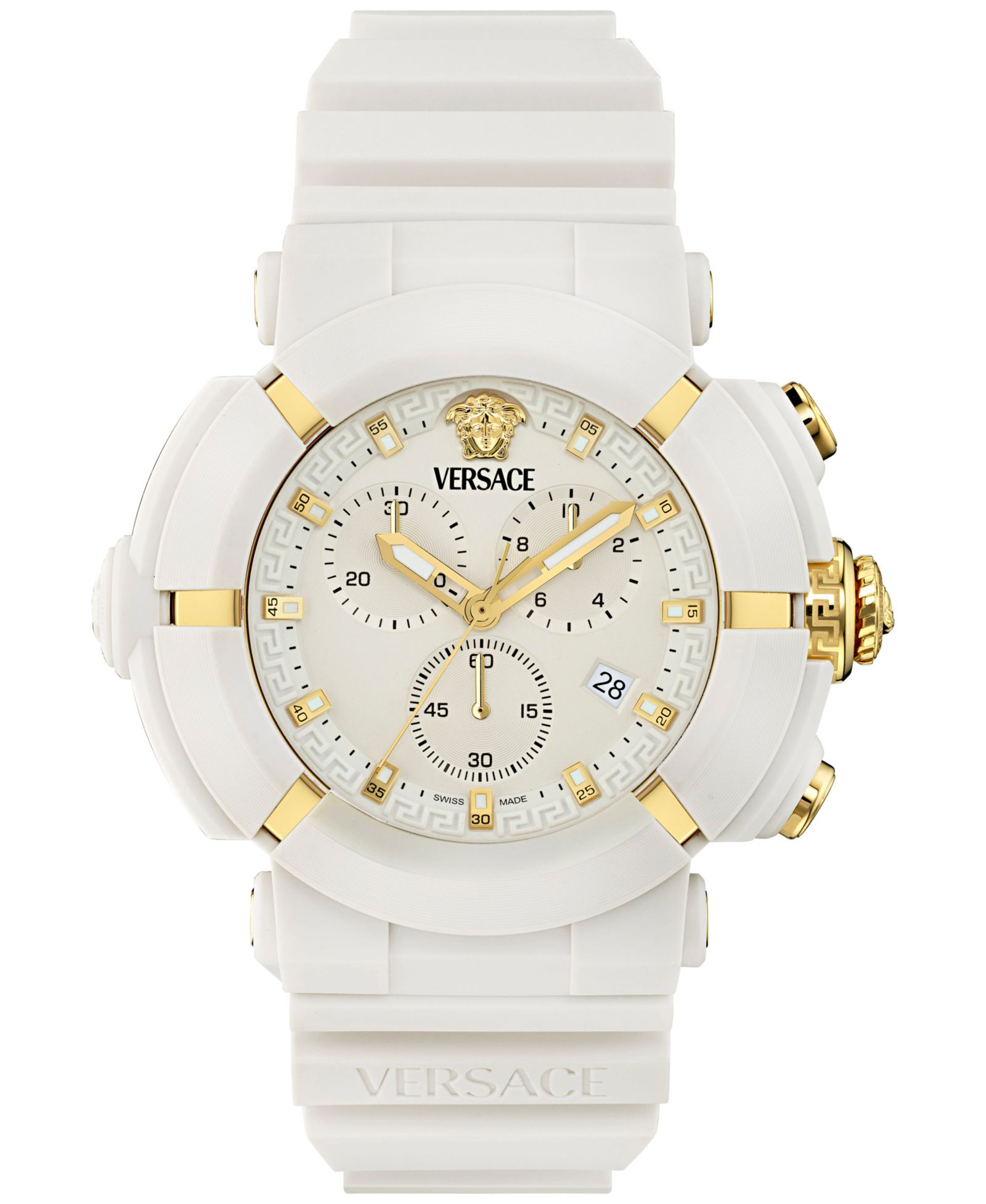 Versace Мужские швейцарские хронограф часы Real Active с белым ремешком из TPU 45mm