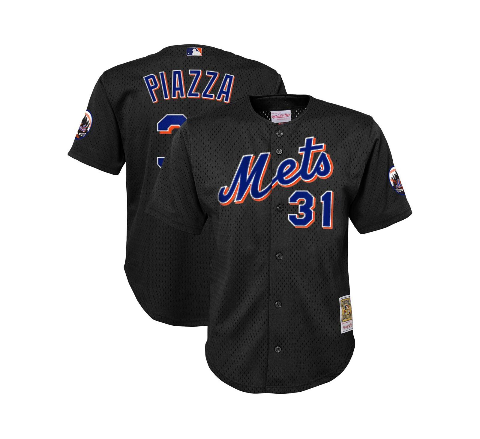 Mitchell & Ness Детская джерси Mike Piazza Black New York Mets Cooperstown Collection Mesh Batting Practice