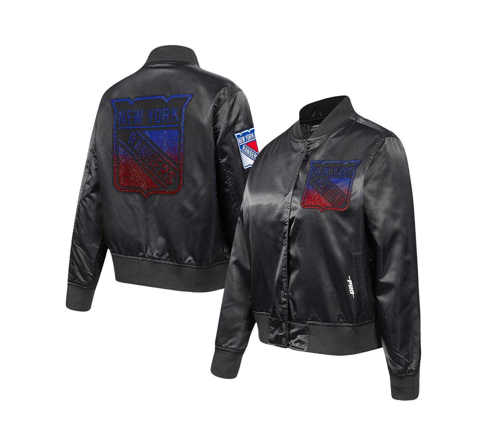 Pro Standard Women's Black New York Rangers Rhinestone Jewels Satin Full-Snap Jacket