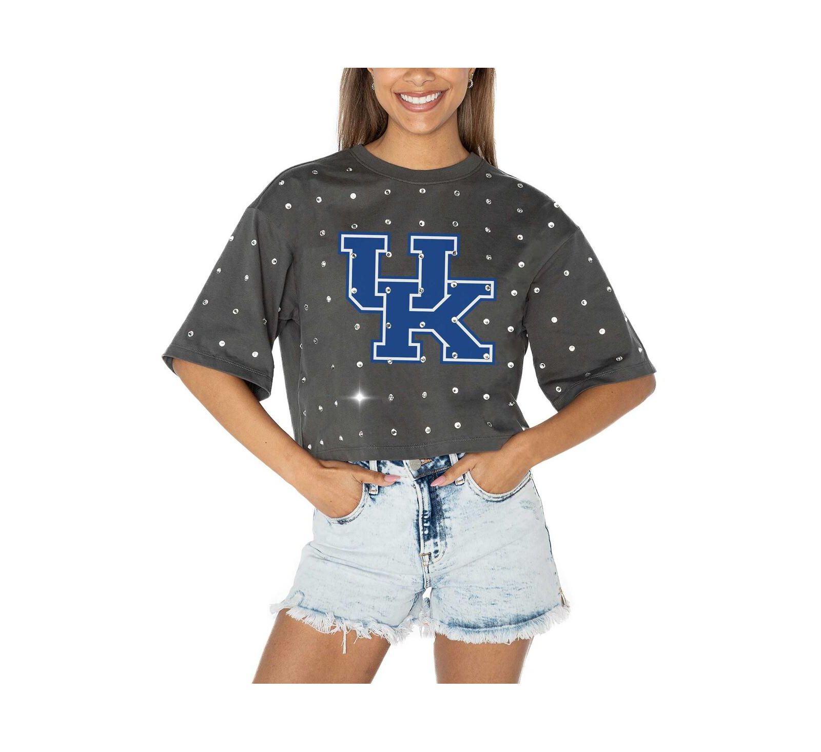 Женская Gameday Couture Gray Kentucky Wildcats Go Time Rhinestone Crop Футболка