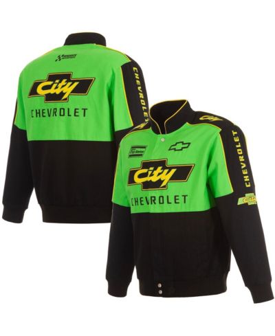 JH Design Мужская куртка NASCAR City Chevrolet Legend из твилла, черная/зеленая