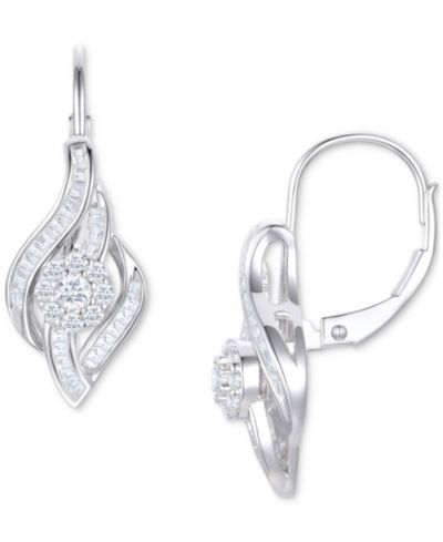 Diamond Leverback Drop Earrings (1/2 ct. t.w.) in 10k White Gold