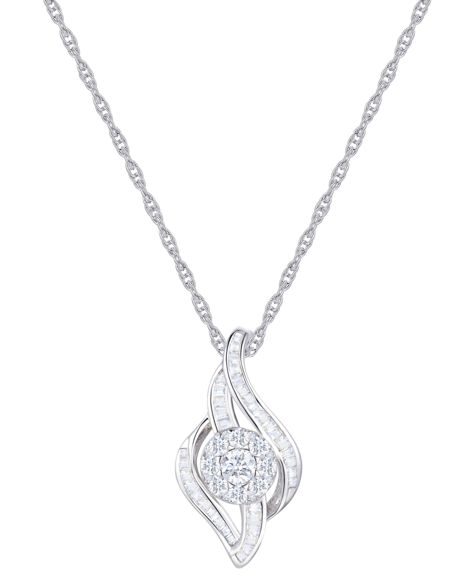 Подвеска Diamond Swirl в белом золоте 10k (1/2 ct. t.w.)