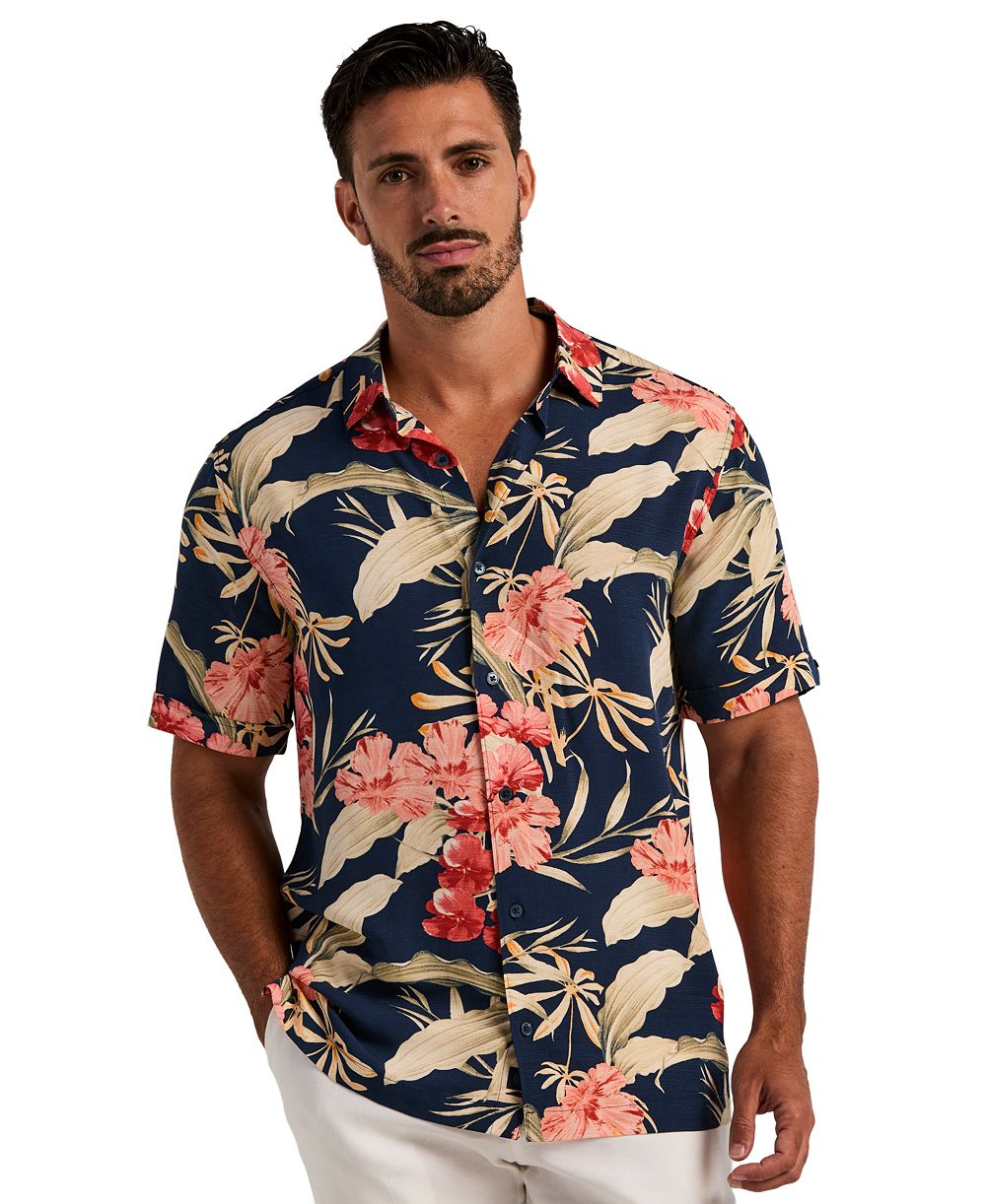 Cubavera Men's Tropical Floral Print Button-Front Shirt