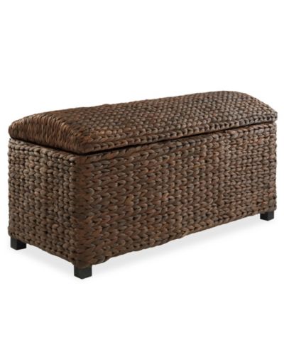 Casafield 36" Storage Trunk with Curved Lid, Safety Hinge - Water Hyacinth Wicker Storage Chest Basket for Bedroom, Entry Way, Living Room