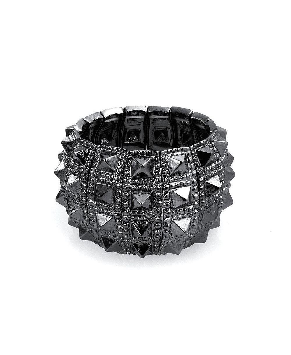 Браслет Bling Jewelry Goth Biker Wide Pyramid-Spike Cuff Punk Rockers Black Grey