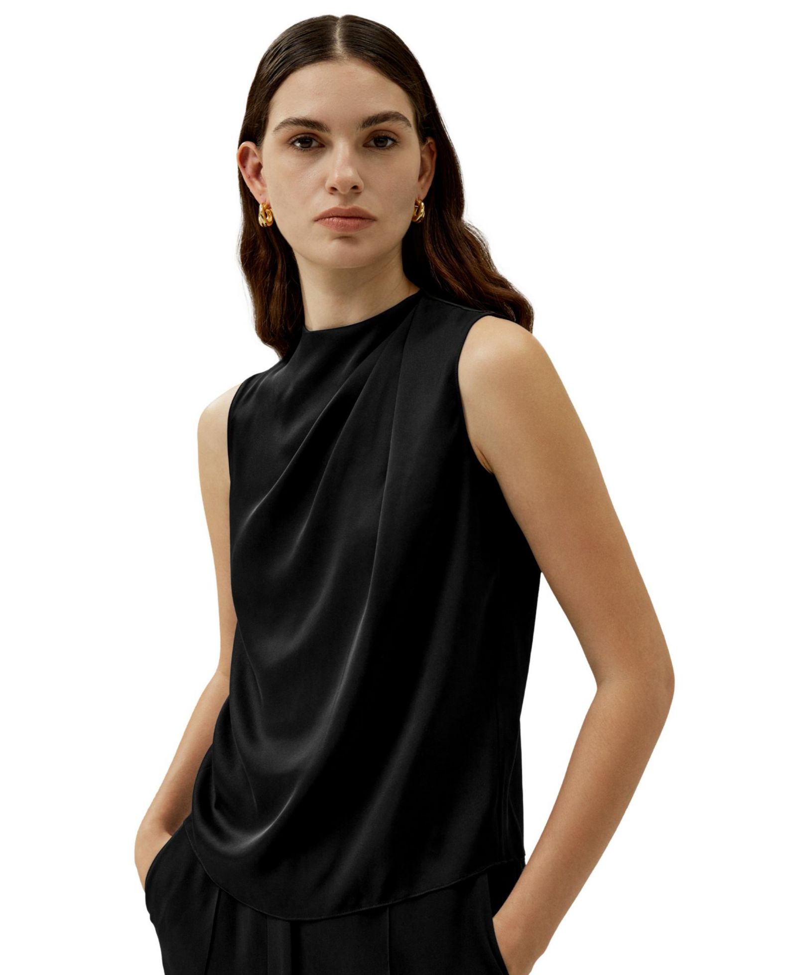 LILYSILK Women's Sleeveless Minimalist Regular Fit Silk Top