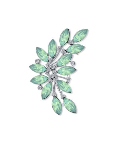 Брошь-значок Bling Jewelry Fashion Marquise Crystal Leaf из позолоченной латуни