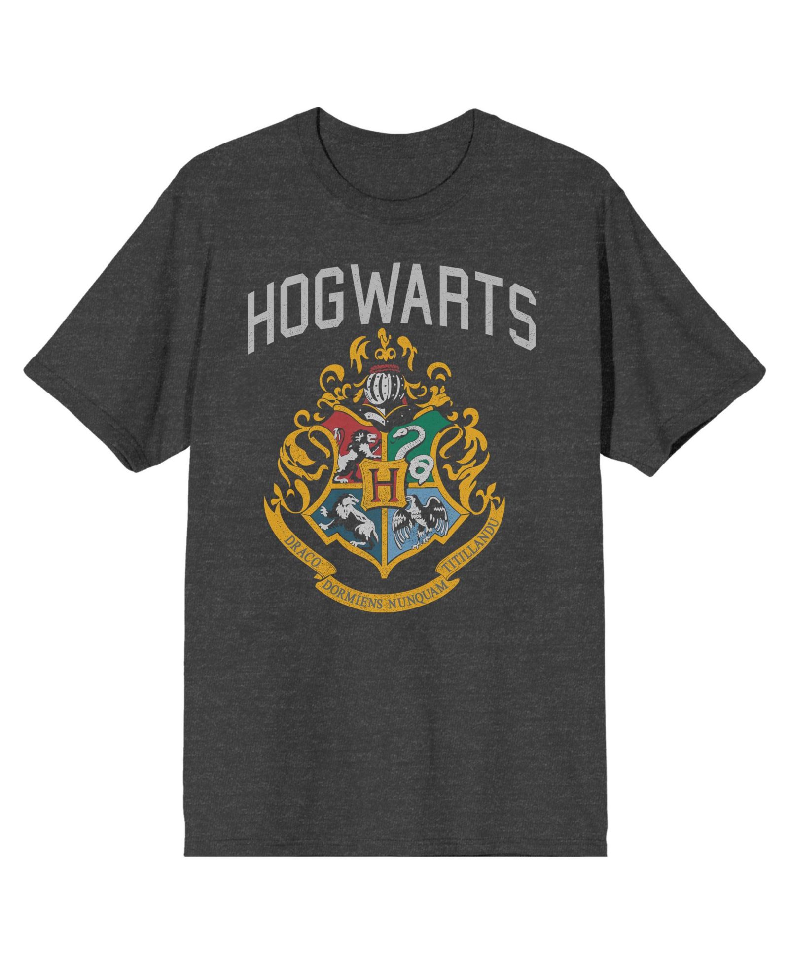 Harry Potter Men's Hogwarts Crest Charcoal Heather T-shirt-Small