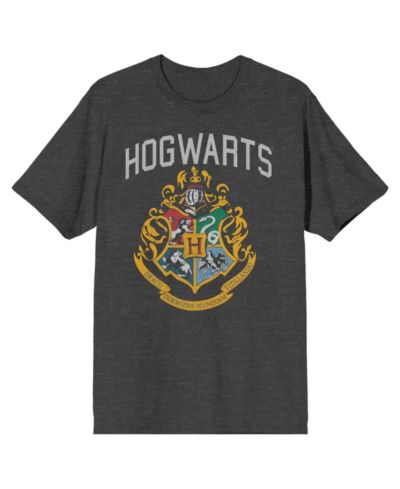 Harry Potter Men's Hogwarts Crest Charcoal Heather T-shirt-Small