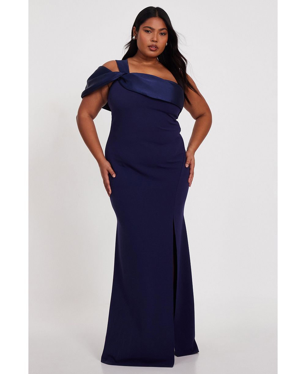 QUIZ Women's Plus Size Satin One Shoulder Maxi Dress