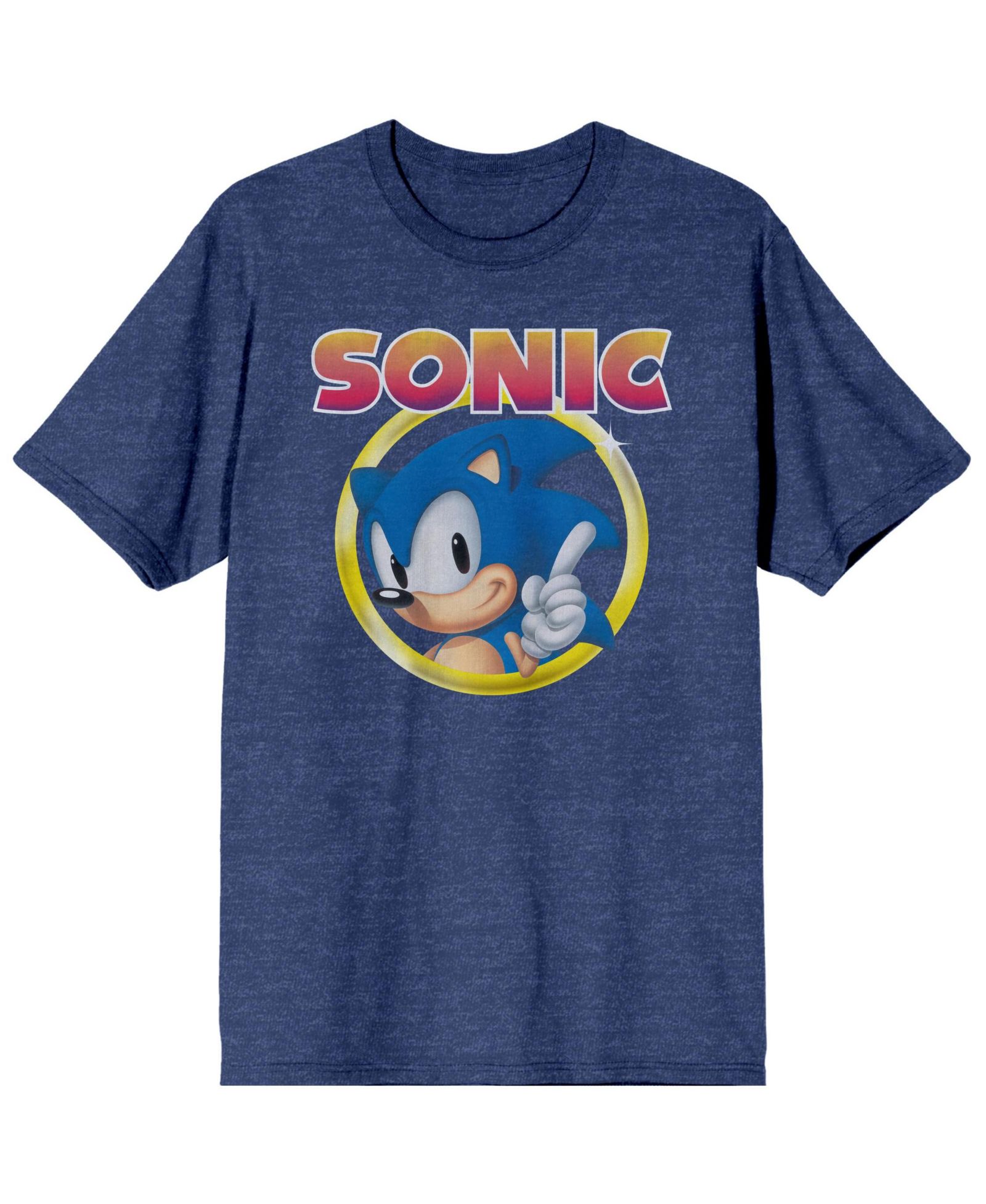 Sonic The Hedgehog Men's Classic Character and Title Navy Blue Graphic