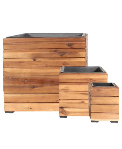 Набор из 3-х деревянных ящиков для растений Sunnydaze Decor Acacia Wood