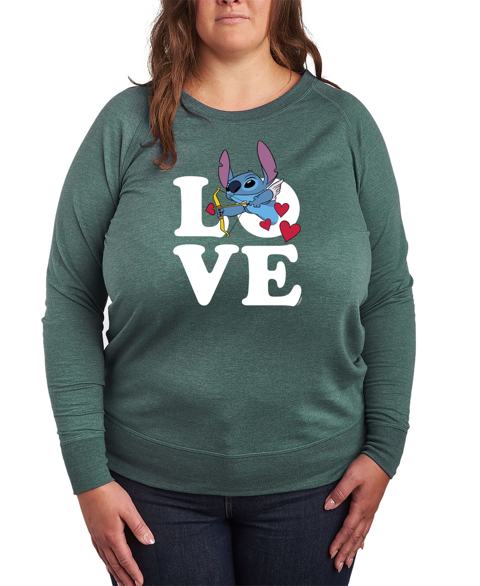 Hybrid Apparel Plus Size Stitch Valentine's Day Love Crew Neck Женская футболка