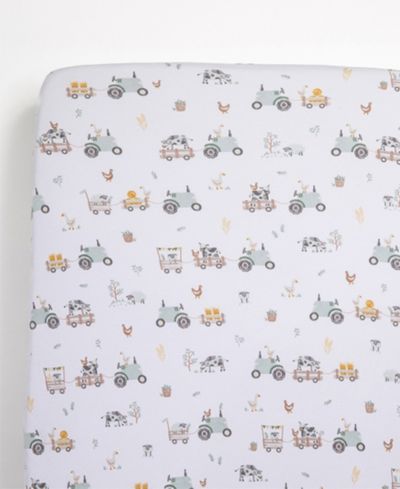 Детская хлопковая простыня в кроватку Living Textiles Tractor Collection