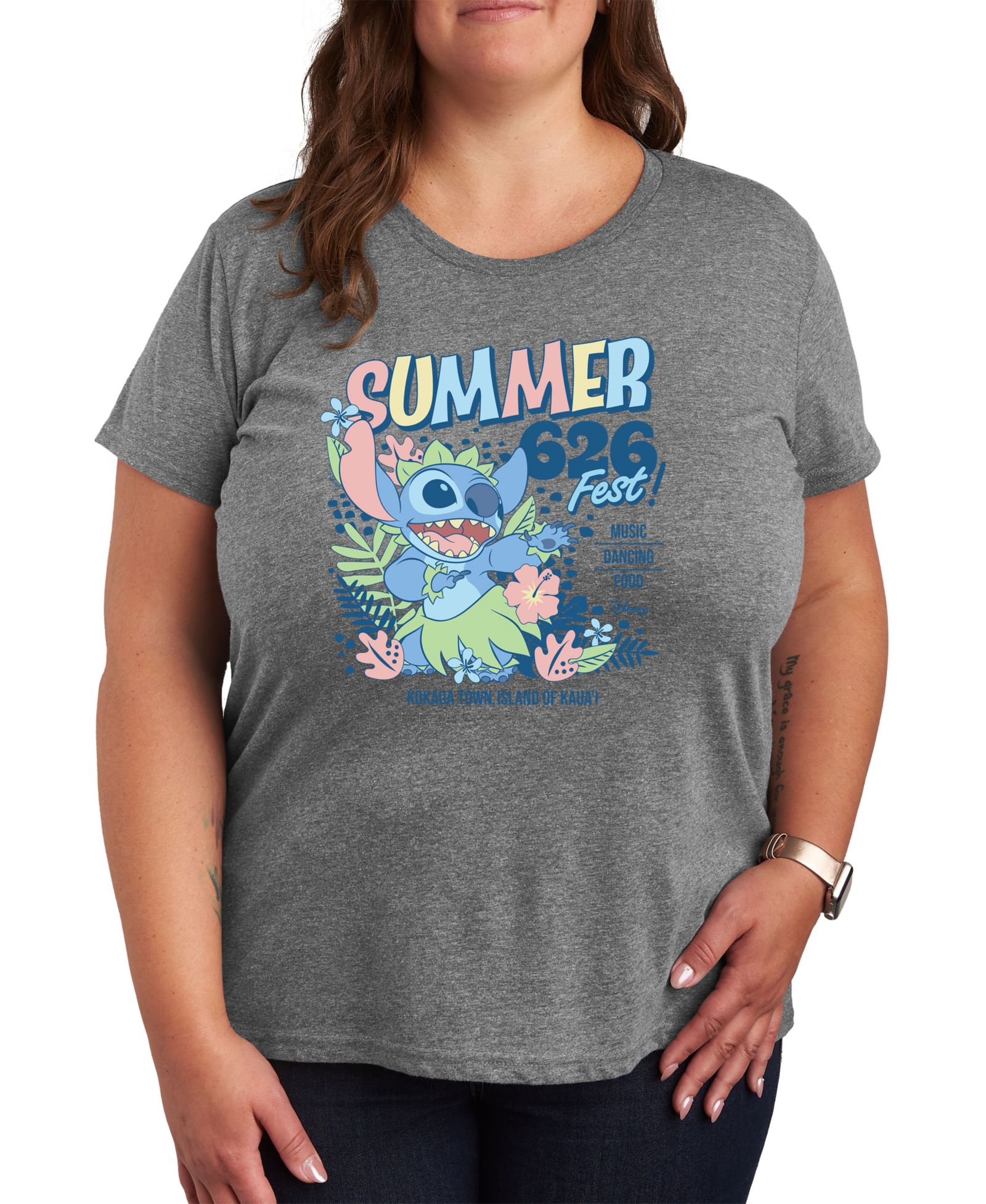 Женская футболка Hybrid Apparel Trendy Plus Size Lilo and Stitch Core Graphic Crew Neck