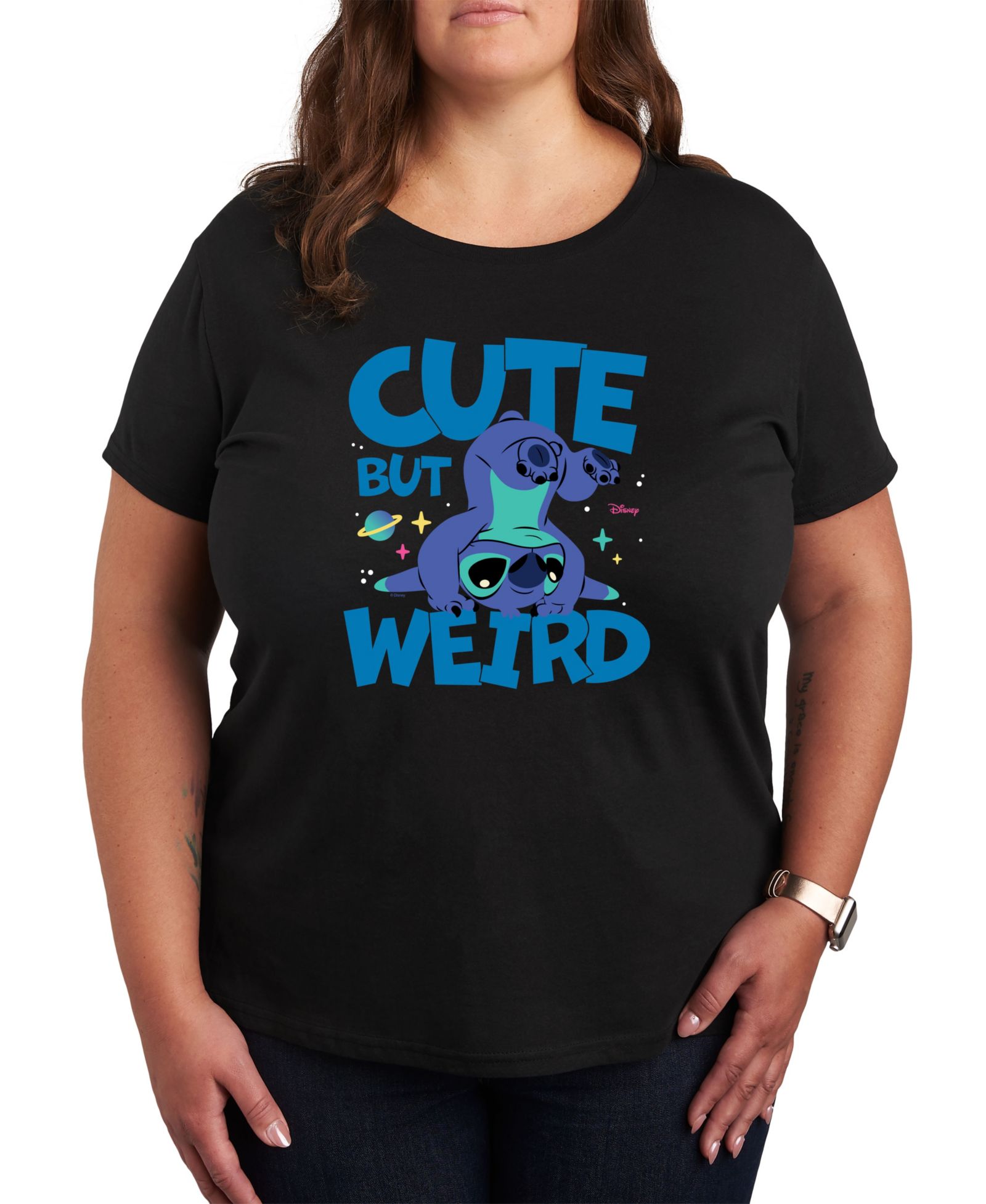 Футболка Hybrid Apparel Trendy Plus Size Lilo and Stitch Core Graphic с круглым вырезом