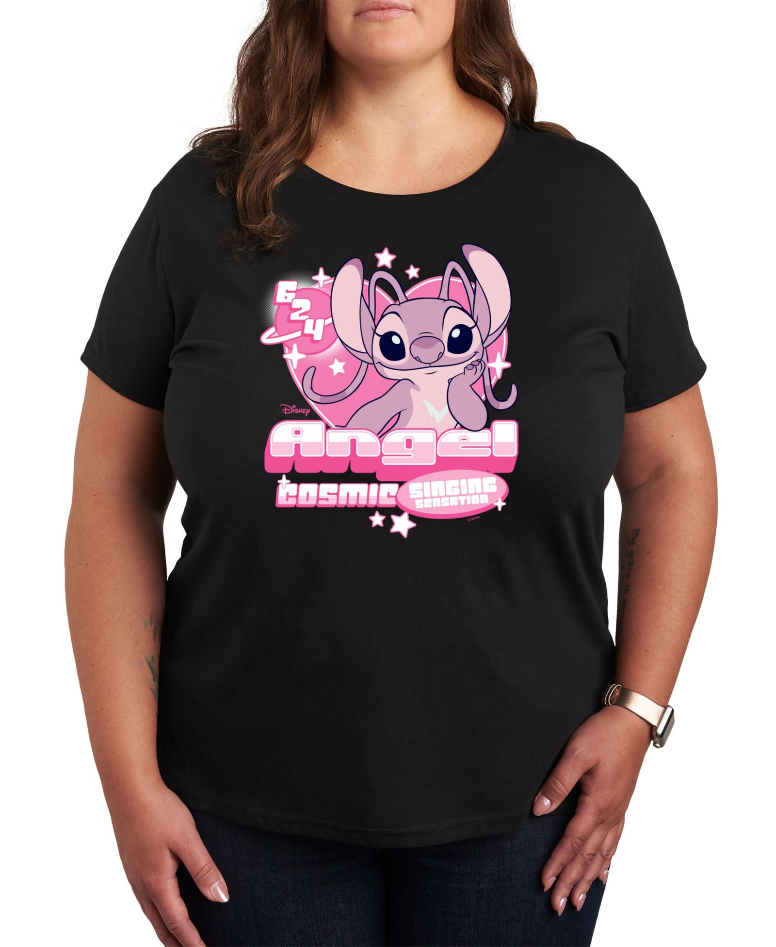 Футболка Hybrid Apparel Trendy Plus Size Lilo and Stitch Core Graphic Crew Neck