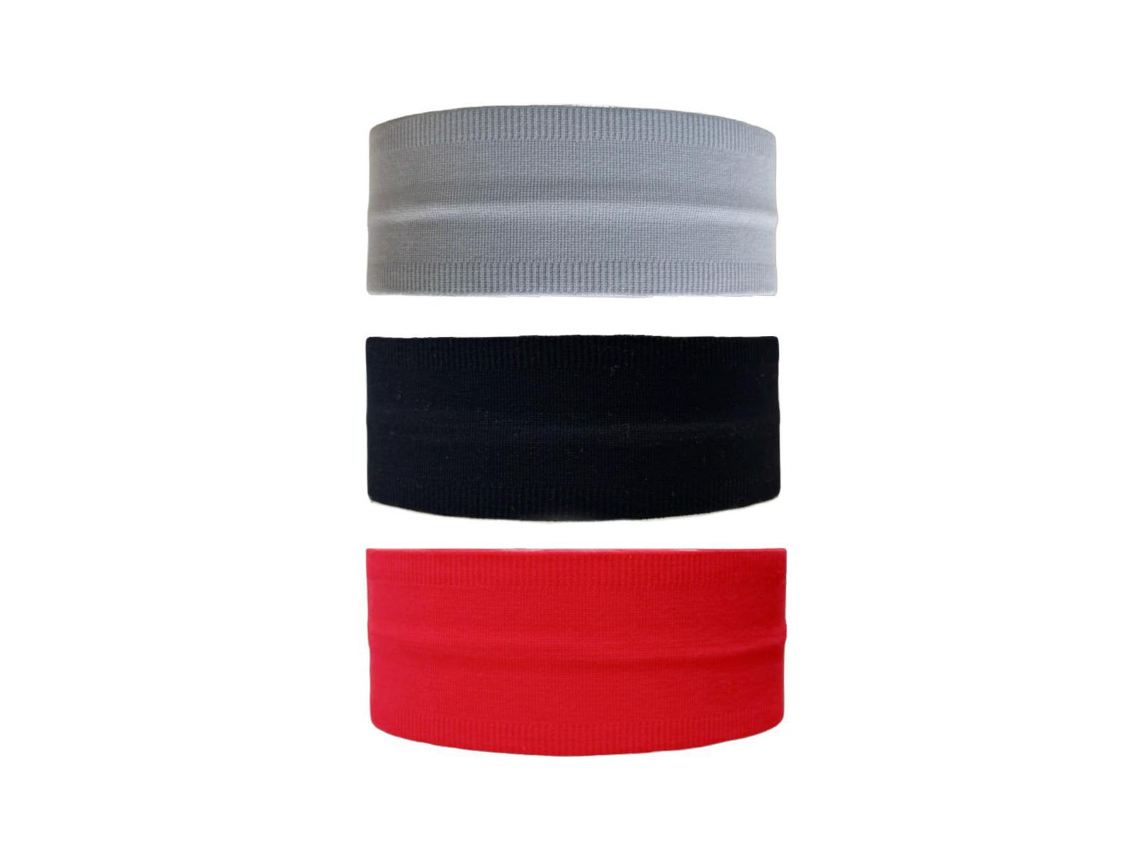 Женский набор широких тренировочных повязок для волос Red + Grey + Black