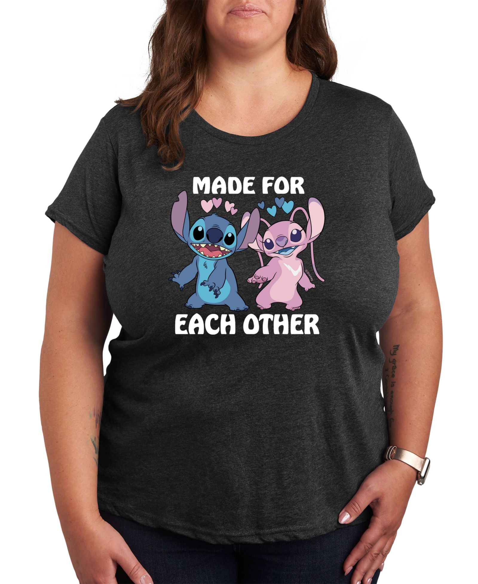 Женская футболка Hybrid Apparel Plus Size Stitch Valentine's Day Graphic Crew Neck