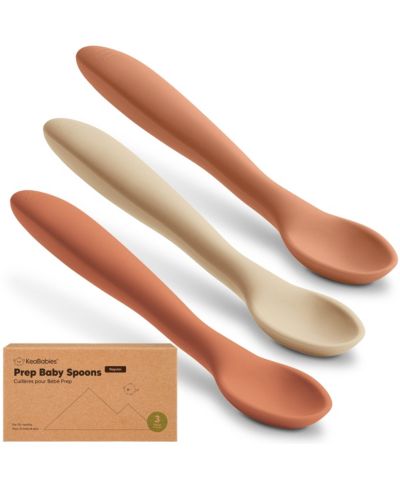KeaBabies 3-Pack Prep Baby Spoons, Silicone Baby Utensils for Self Feeding 6-24 Months, All Stages Baby Feeding Set, BLW Toddler Spoons