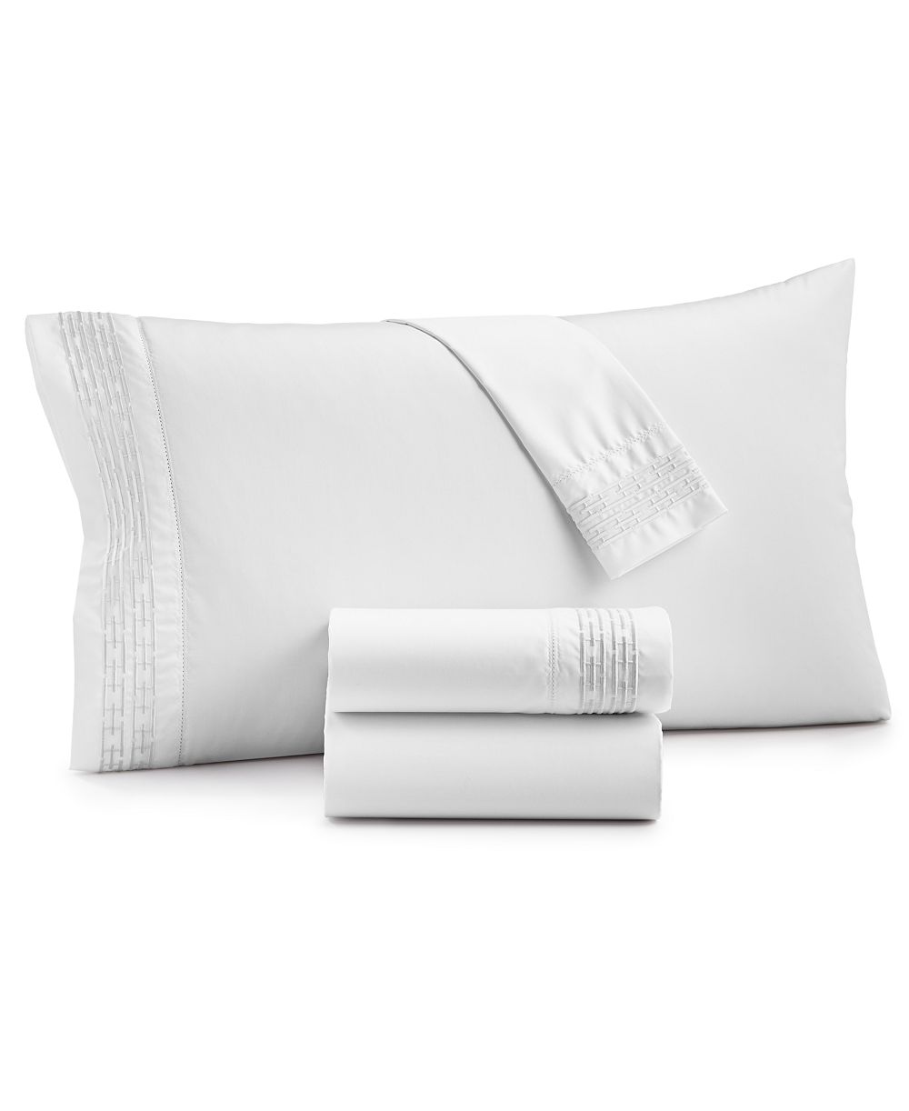 Hotel Collection Chain Links Embroidered 500 Thread Count Pima Cotton Fitted Sheet, Queen, Exclusively at Macy's