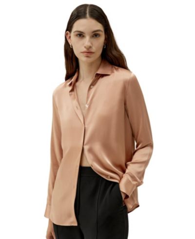 Женская шелковая блузка LILYSILK Minimalist Placket с ракушечными пуговицами