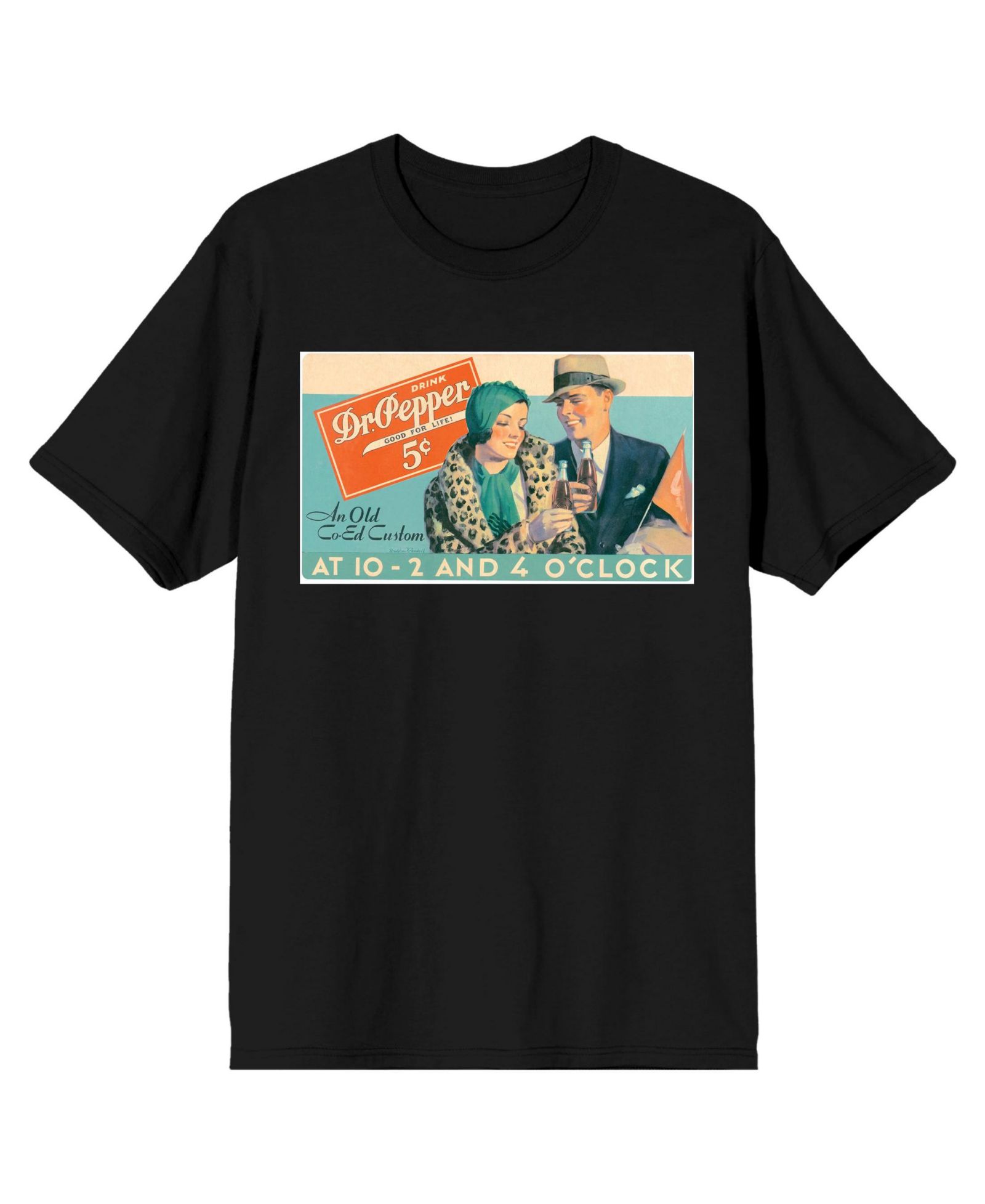Dr. Pepper Men's Dr Pepper Vintage Advertisement Black Short Sleeve Tee-L