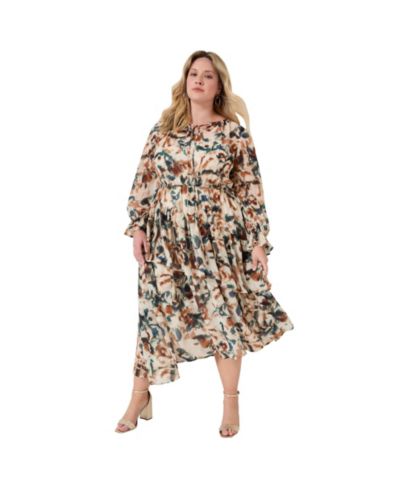 June & Vie Women's June and Vie Tiered Pleated Midi Dress