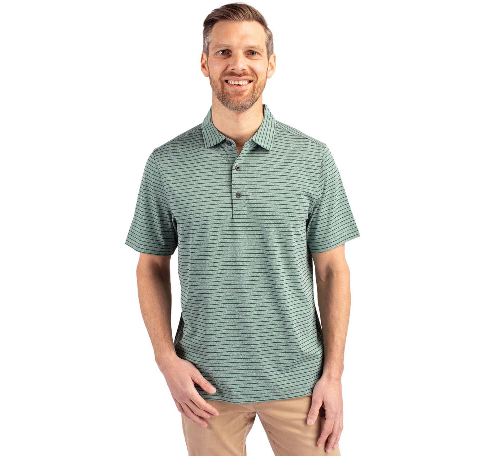 Cutter & Buck Men's Cutter and Buck Forge Eco Heather Stripe Stretch Recycled Polo