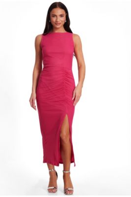 QUIZ Women's Mesh Ruched Midaxi Dress