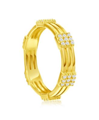 Sterling Silver, Gold Plated Triple Row Square CZ Eternity Ring