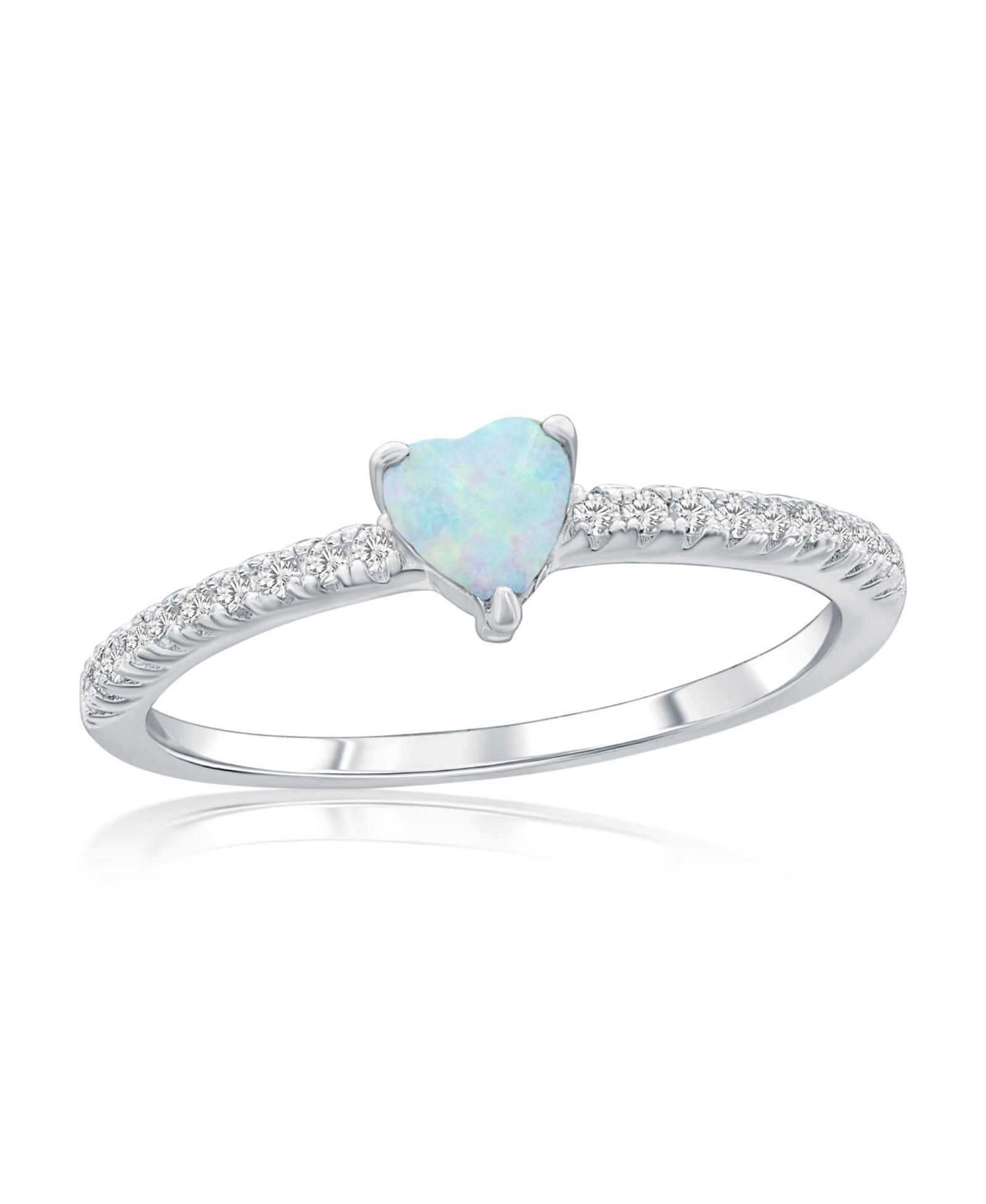 Кольцо из Sterling Silver с белым синтетическим опалом и CZ