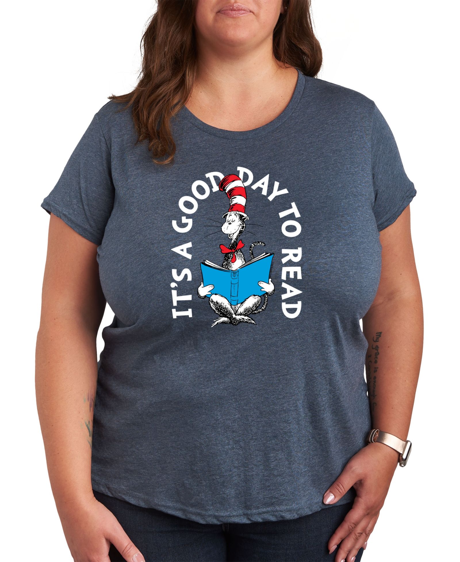 Футболка Hybrid Apparel Trendy Plus Size Dr. Seuss Good Day to Read Graphic Crewneck