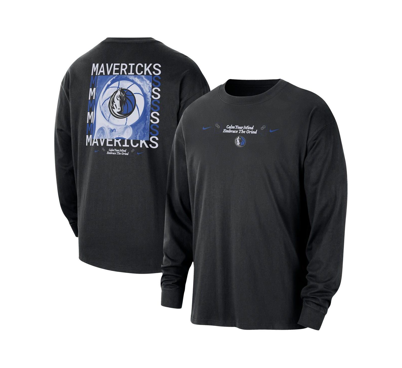 Мужская футболка Nike Dallas Mavericks Courtside Oversized Long Sleeve, Black