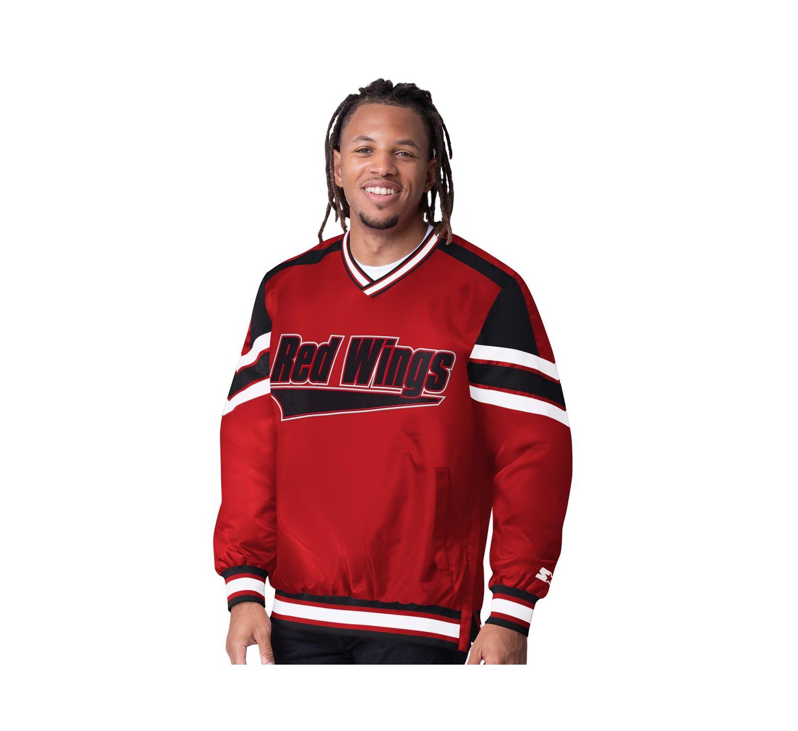 Starter Men's Red Detroit Red Wings Reliver I V-Neck Pullover Jacket